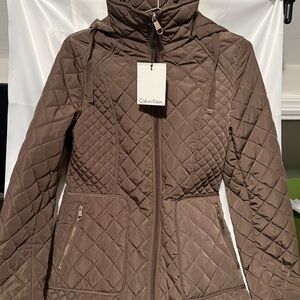 Calvin Klein Women's Quilted Puffer Jacket in Brown